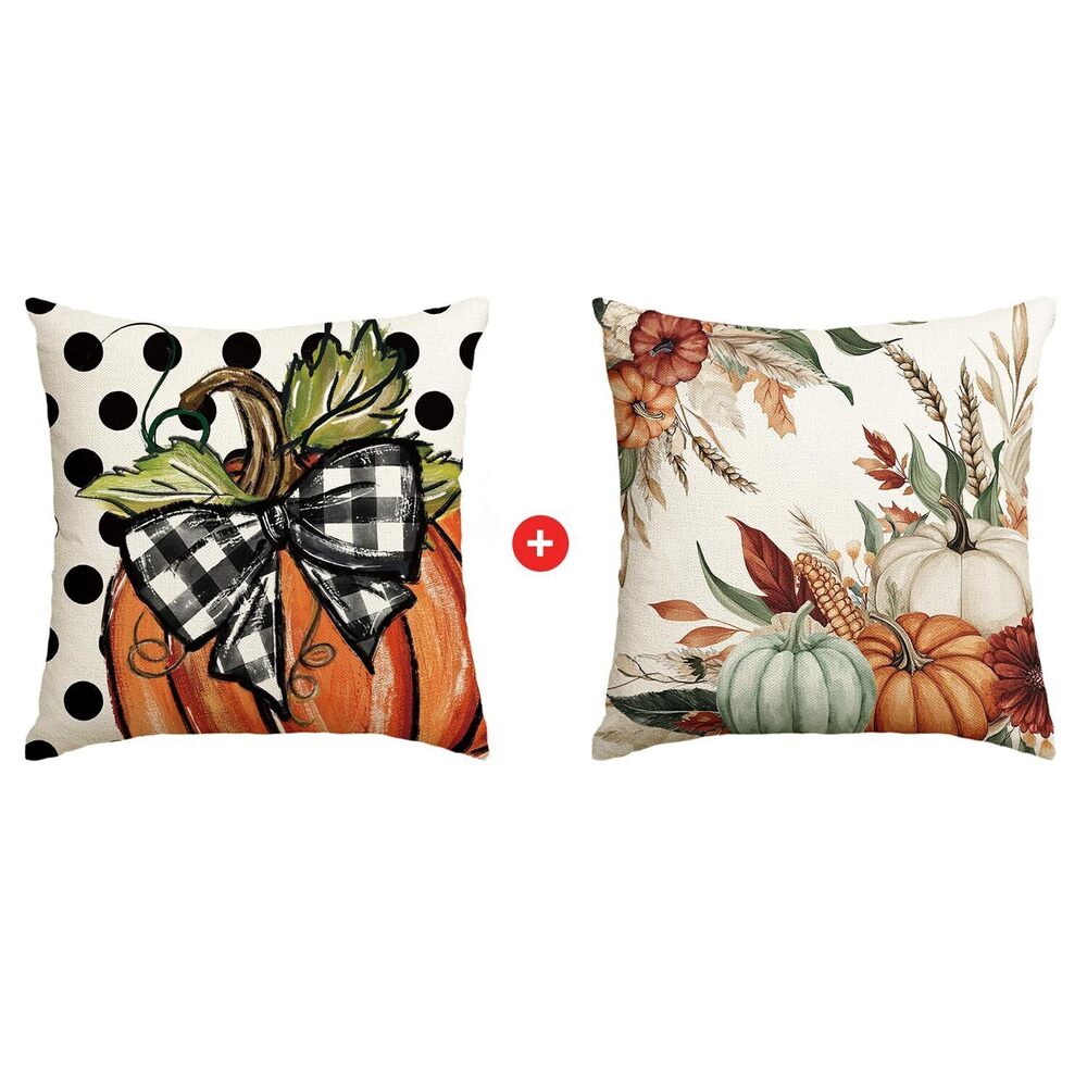 3940 Fall Polka Dot Pumpkin Throw Pillow Covers,18x18 Inch Seasonal
